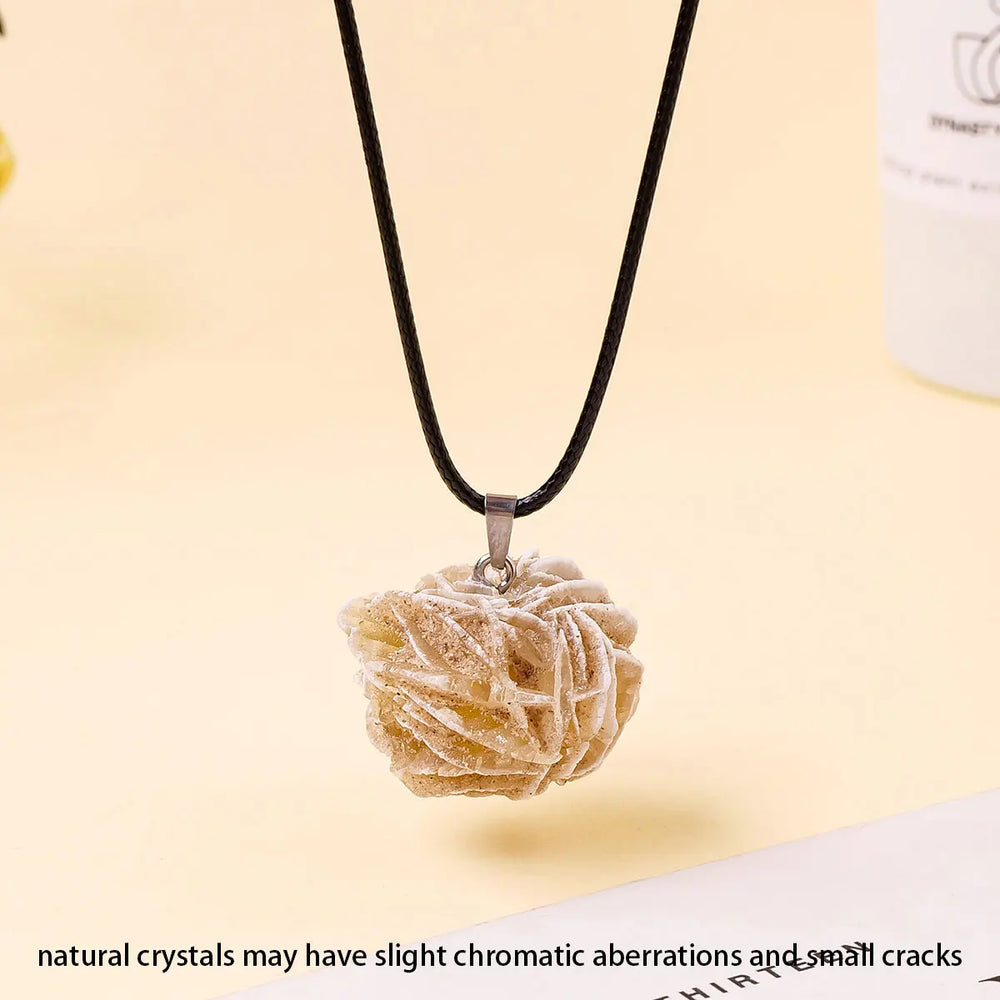 1pc  Raw Stones Desert Rose Adenium Obesum Pendant Natural Quartz Crystal Reiki Healing Gem Mineral Specimen