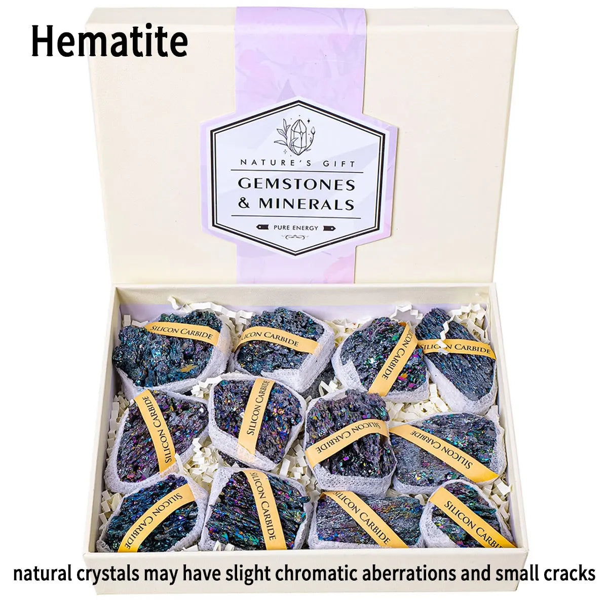 1set Natural Quartz Raw Stone Energy Collection Box Crystal Specimen Geography Teaching Decoration Gift