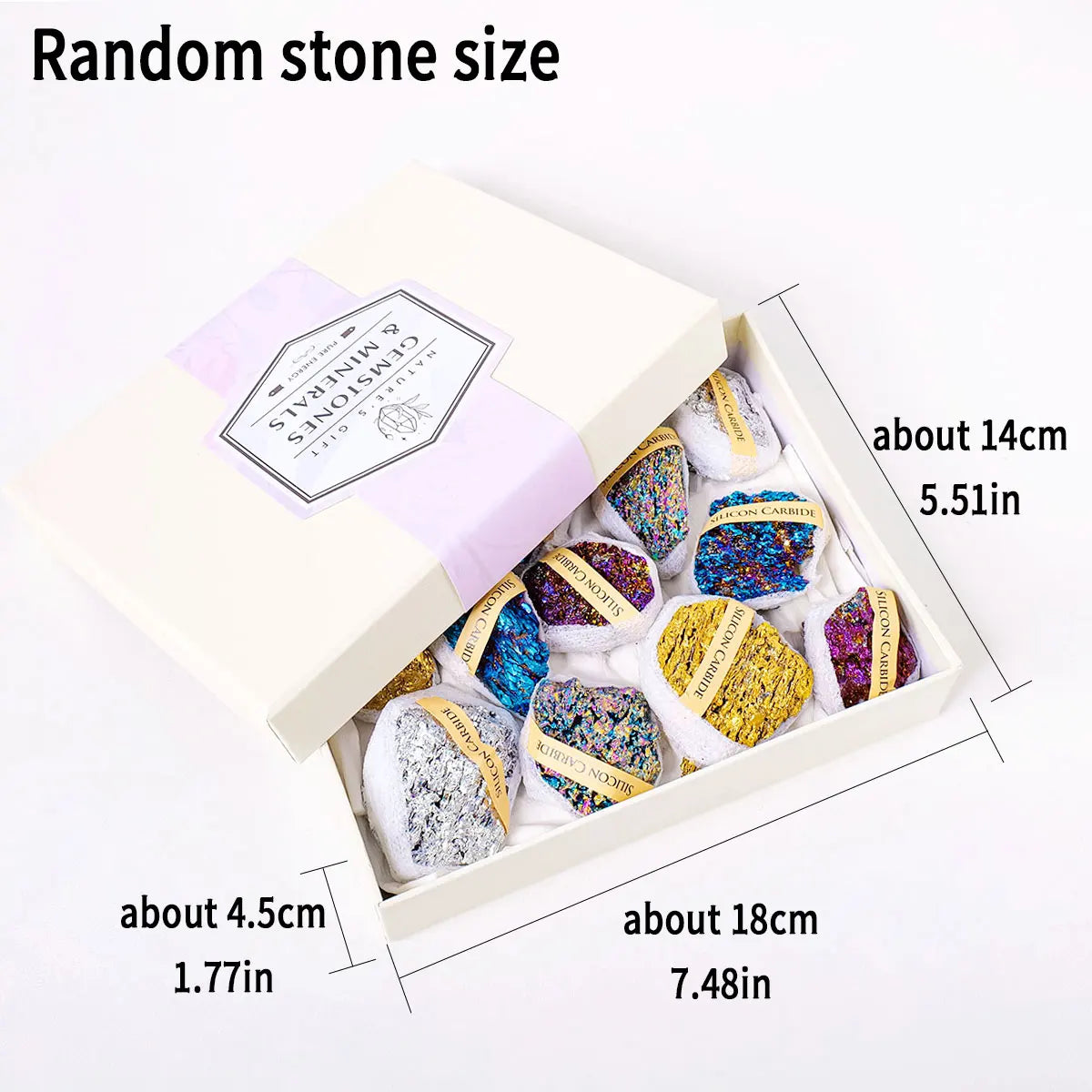 1set Natural Quartz Raw Stone Energy Collection Box Crystal Specimen Geography Teaching Decoration Gift