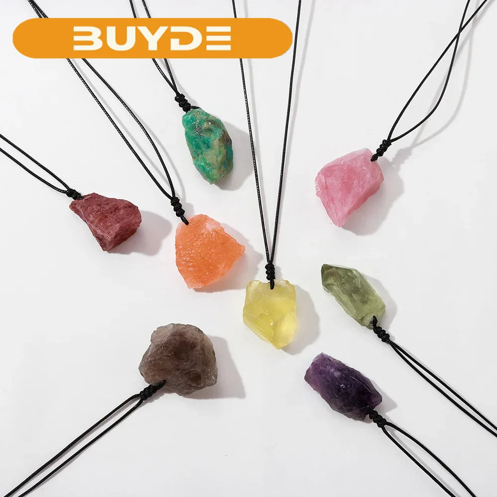 1PC Natural Crystal Gem Unpolished Irregular Rose Quartz Stone Pendant mineral stone energy crystal DIY Necklace