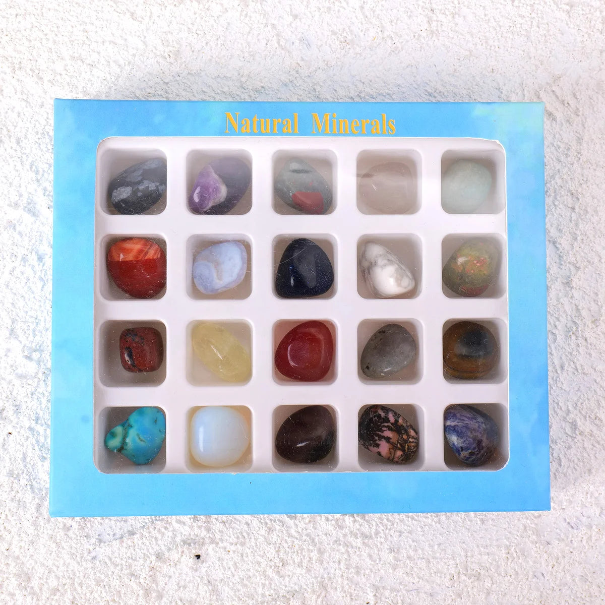 20pcs/box Mineral Rock Crystals Gift Box Gemstone Healing Energy Stone Collection Irregular Shape Natural Stone Specimen