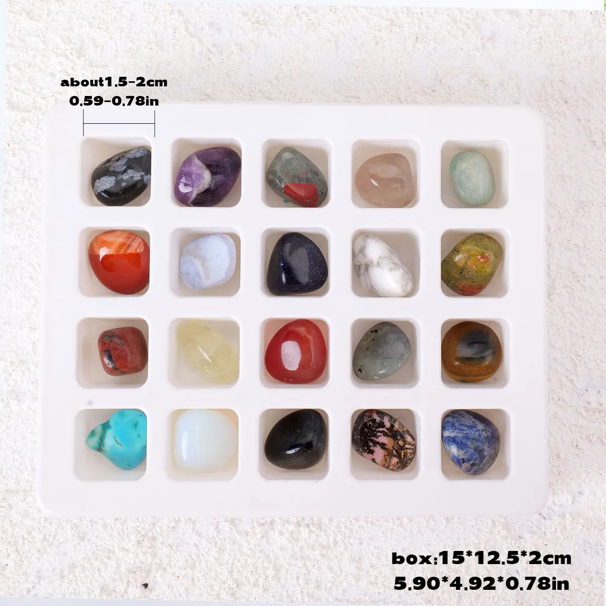 20pcs/box Mineral Rock Crystals Gift Box Gemstone Healing Energy Stone Collection Irregular Shape Natural Stone Specimen