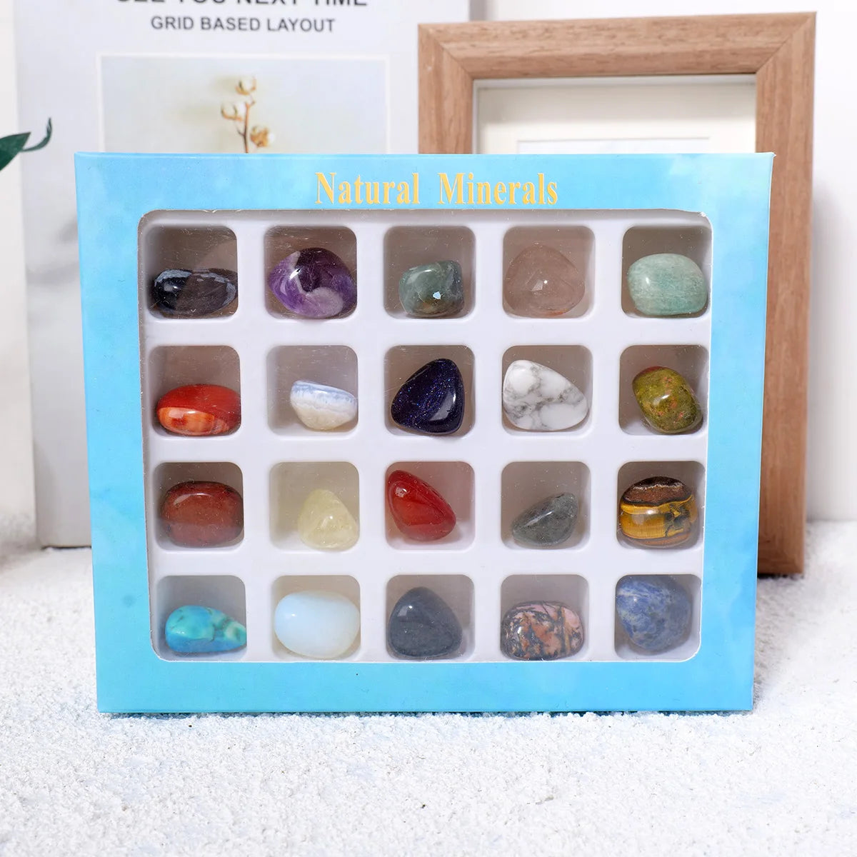 20pcs/box Mineral Rock Crystals Gift Box Gemstone Healing Energy Stone Collection Irregular Shape Natural Stone Specimen