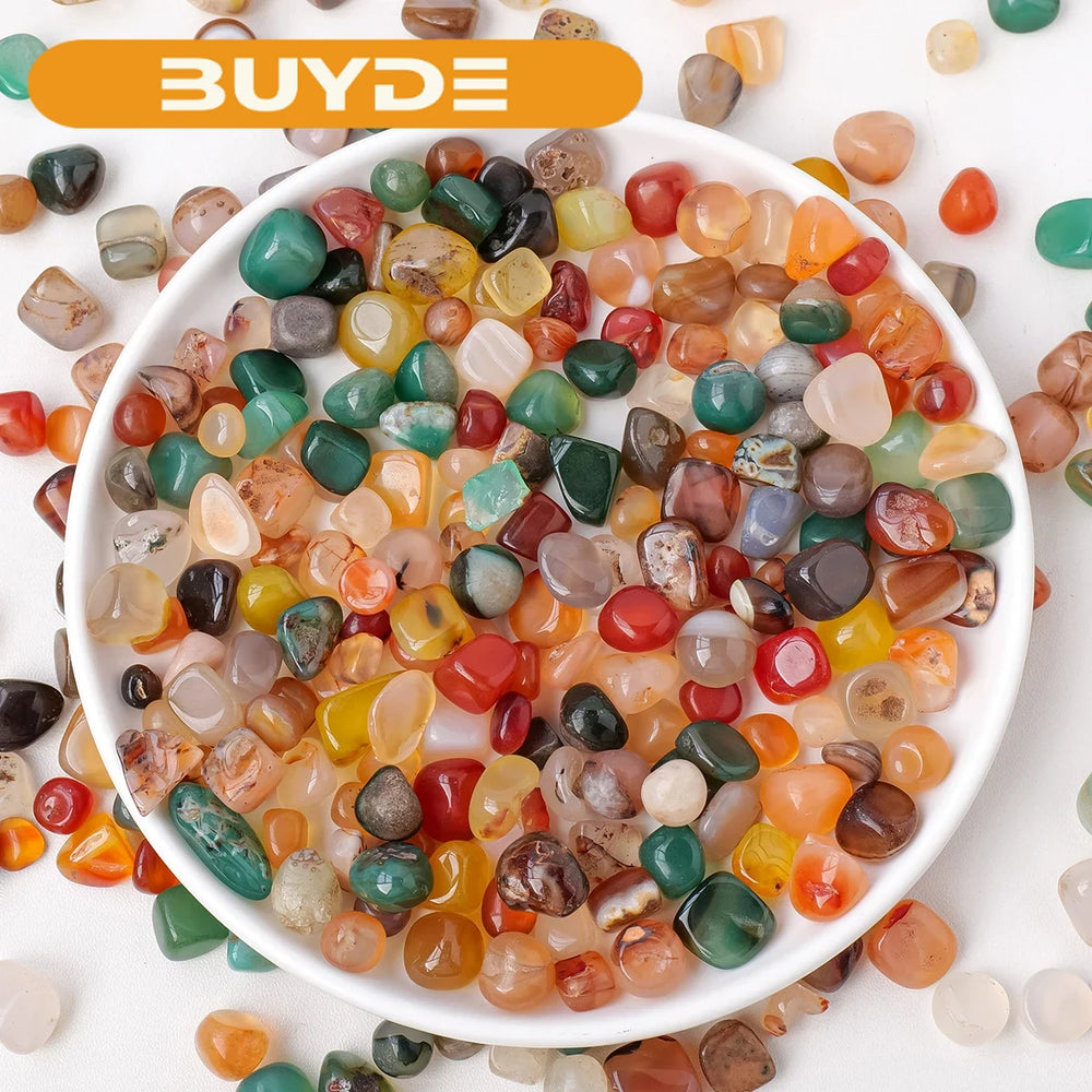 50g/bag Natural Crystal Colorful Agate Tumbled Stone Crystal Gravels Healing Stone Fish Tank Garden Decorative Stone