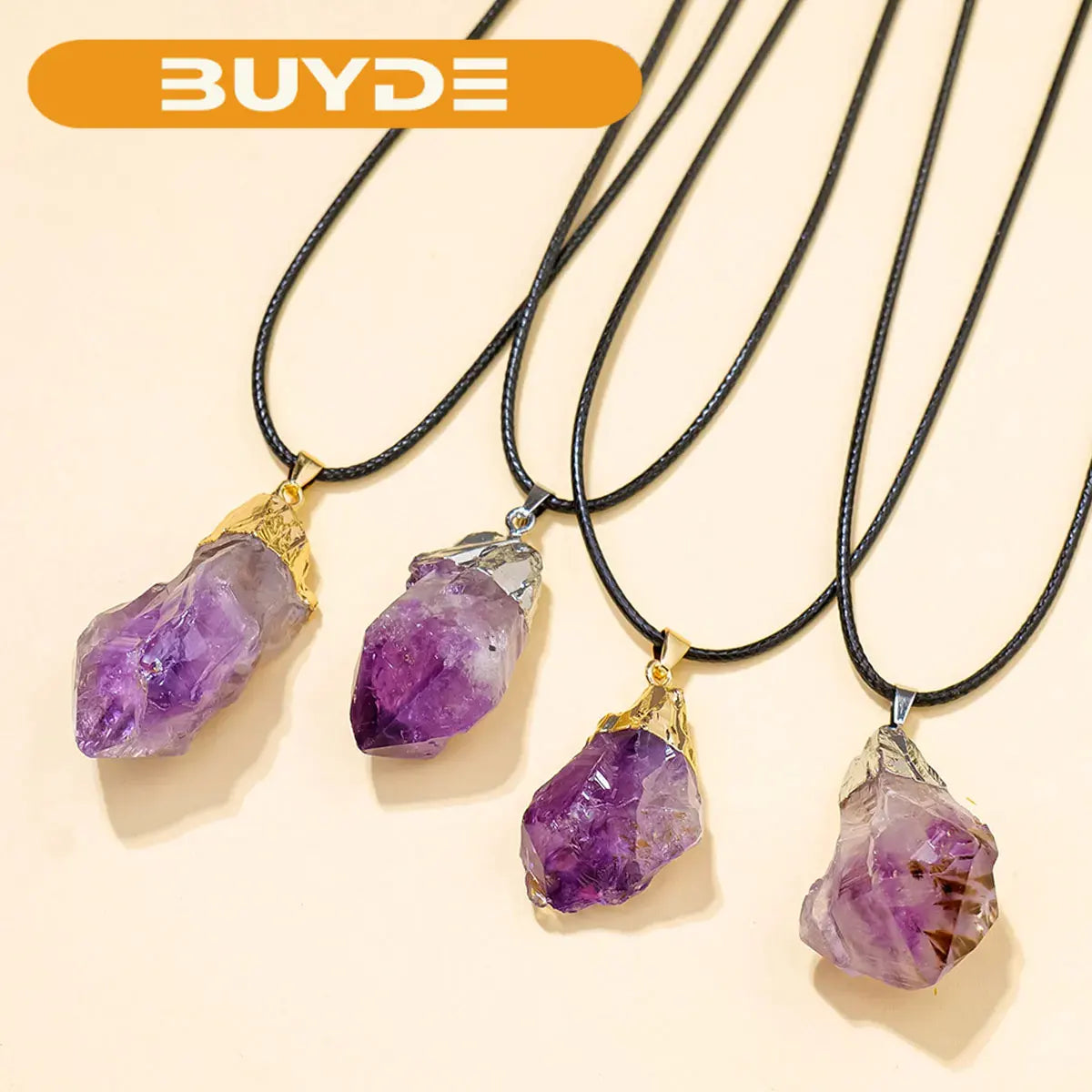 1PC Natural Irregular Amethyst Polished Rough Stones Pendant Natural Quartz Crystal Reiki Healing Gem Men's Necklace Gift