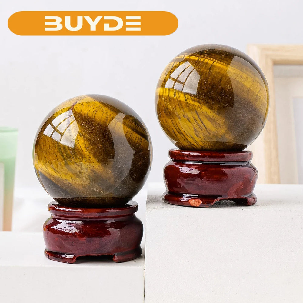 1PC Natural Crystal Ball Yellow Tiger Eye Stone Ball Magic Sphere Reiki Healing Stone Home Decoration Exquisite Gifts Souvenirs