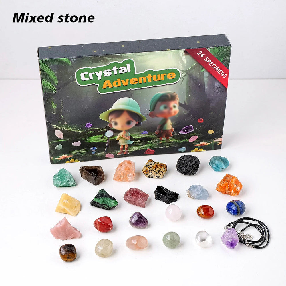 24 Grid Ore Crystal Gemstone Blind Box Rock Mineral Specimens Collection Natural Healing Stone Children's Christmas Gifts