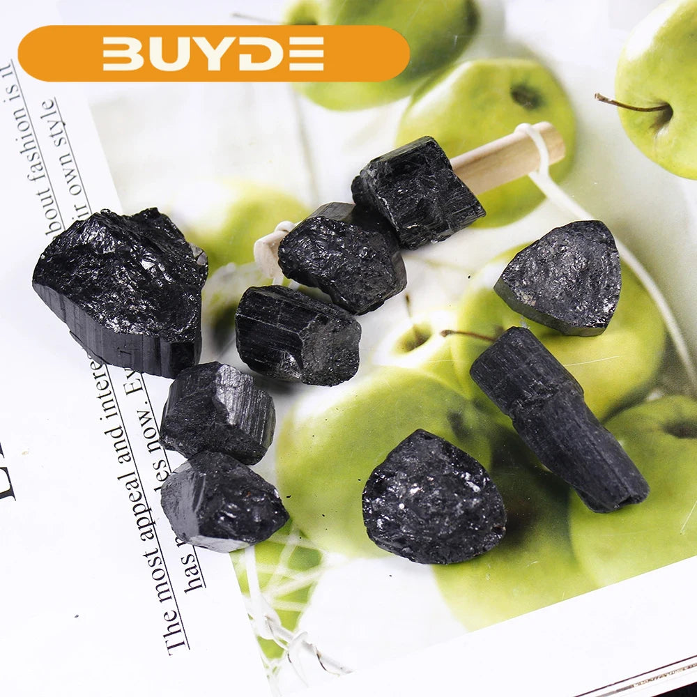 50g/bag （2-3pcs）Natural black tourmaline gravel jet stone Retro Raw Gem stone Ore Radiation Protection Stone Craft