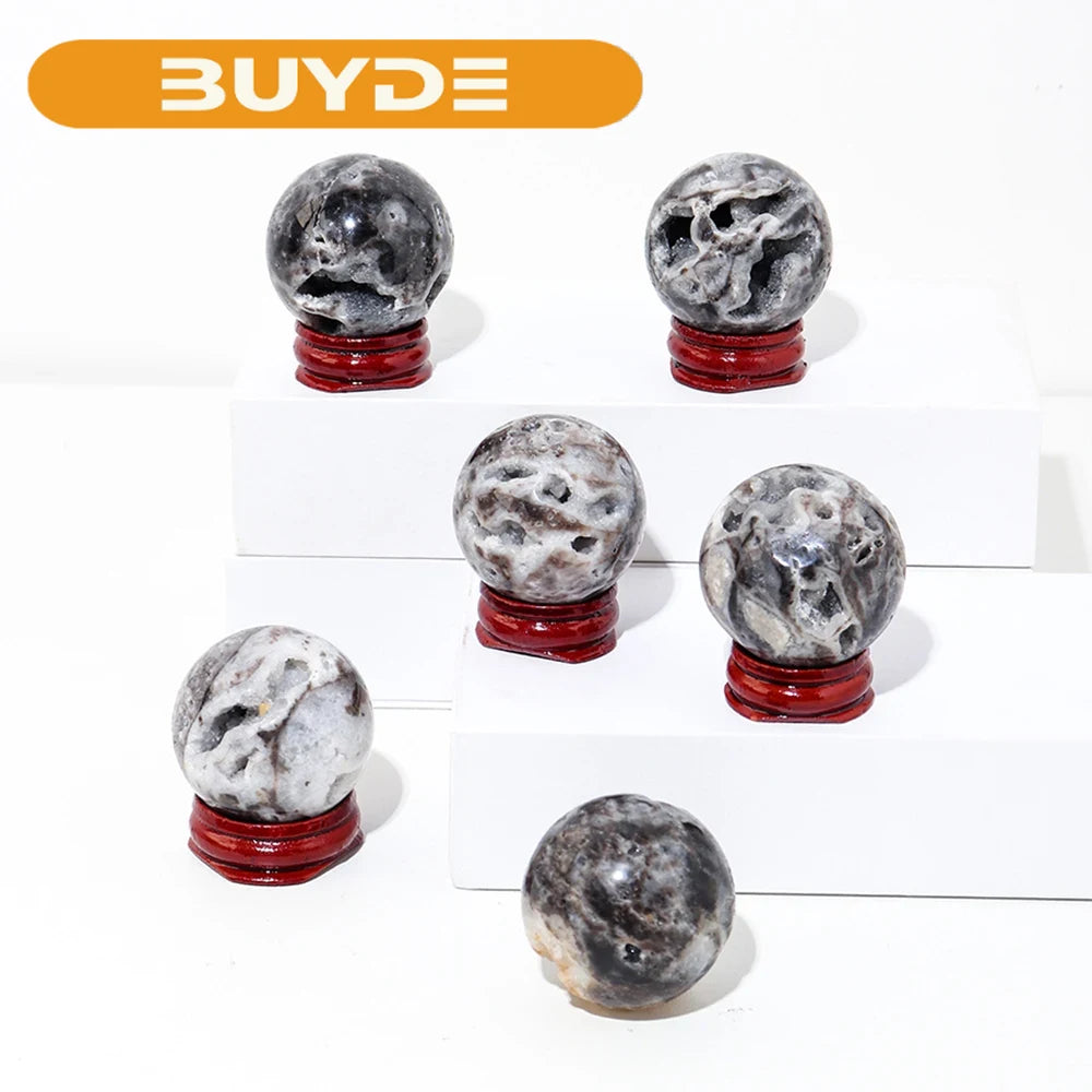 1pc Natural Sphalerite Sphere Energy Druze Quartz Sphere Ball Crystal Feng Shui Decorative Health Ornament