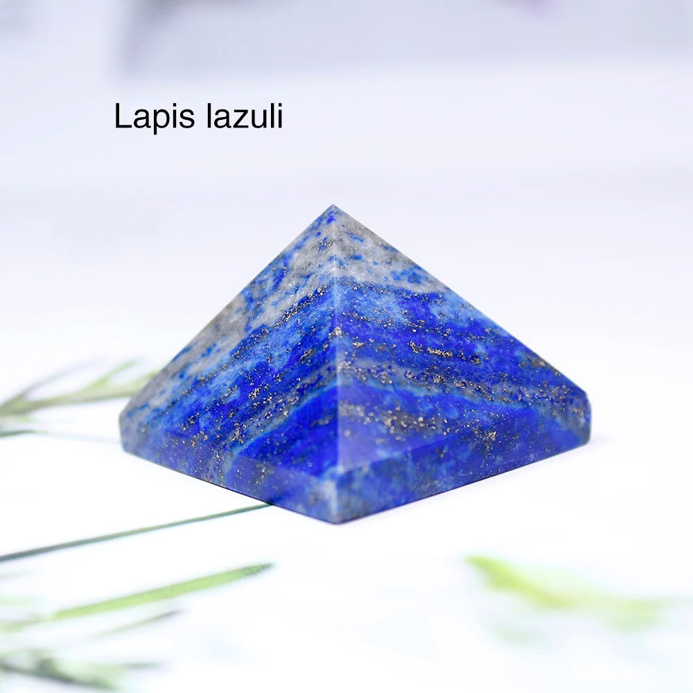 28-32mm Natural Crystal Pyramid Healing Crystal Crafts Rose Quartz Chakra Reiki Crystal Rainbow Fluorite Home Decor Point