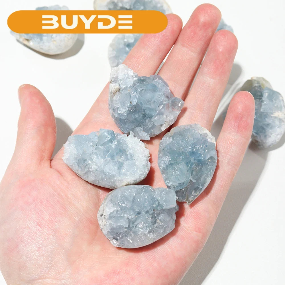 1pc Natural Celestite Cluster Crystal Raw Stone Ornaments Reiki Healing Kyanite Gem Quartz Collection Decoration