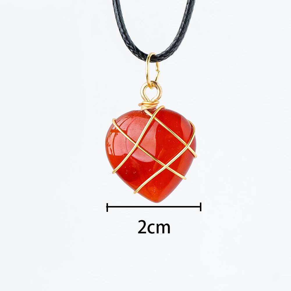 2CM Natural Stone Crystal Heart Shape Pendant Gemstone Ornaments Love Crystal Gifts Gem Crafts Heart Pendant Diy Jewelry Making