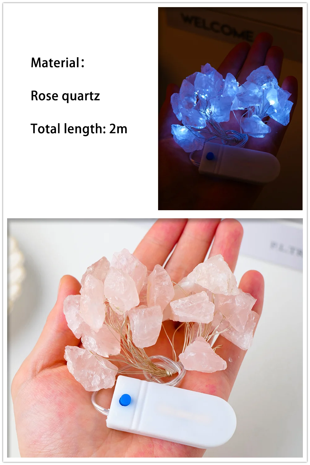 2M Natural Quartz Crystal Gemstone Lamp Rose Quartz Energy Amethyst Atmosphere Decoration Light Birthday Party Decorative Lights