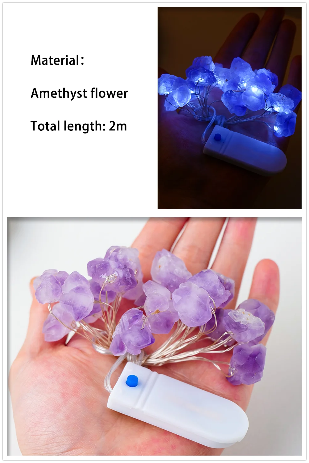 2M Natural Quartz Crystal Gemstone Lamp Rose Quartz Energy Amethyst Atmosphere Decoration Light Birthday Party Decorative Lights