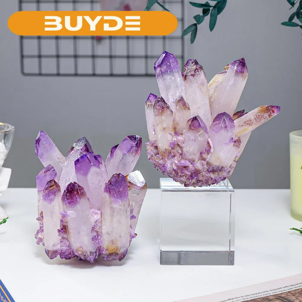 1PC Natural Purple Crystal Cluster Original Stone Mineral Specimen Piece High Penetration Crystal Trophy Healing Stone