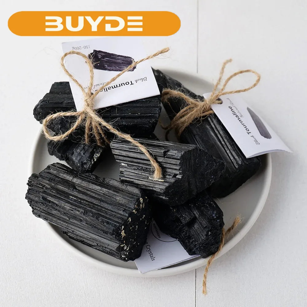 Natural Crystal Raw Stone Black Tourmaline Rough Jet Stone Mineral Specimen Crystal Healing Advanced Collection Eliminate 1pc