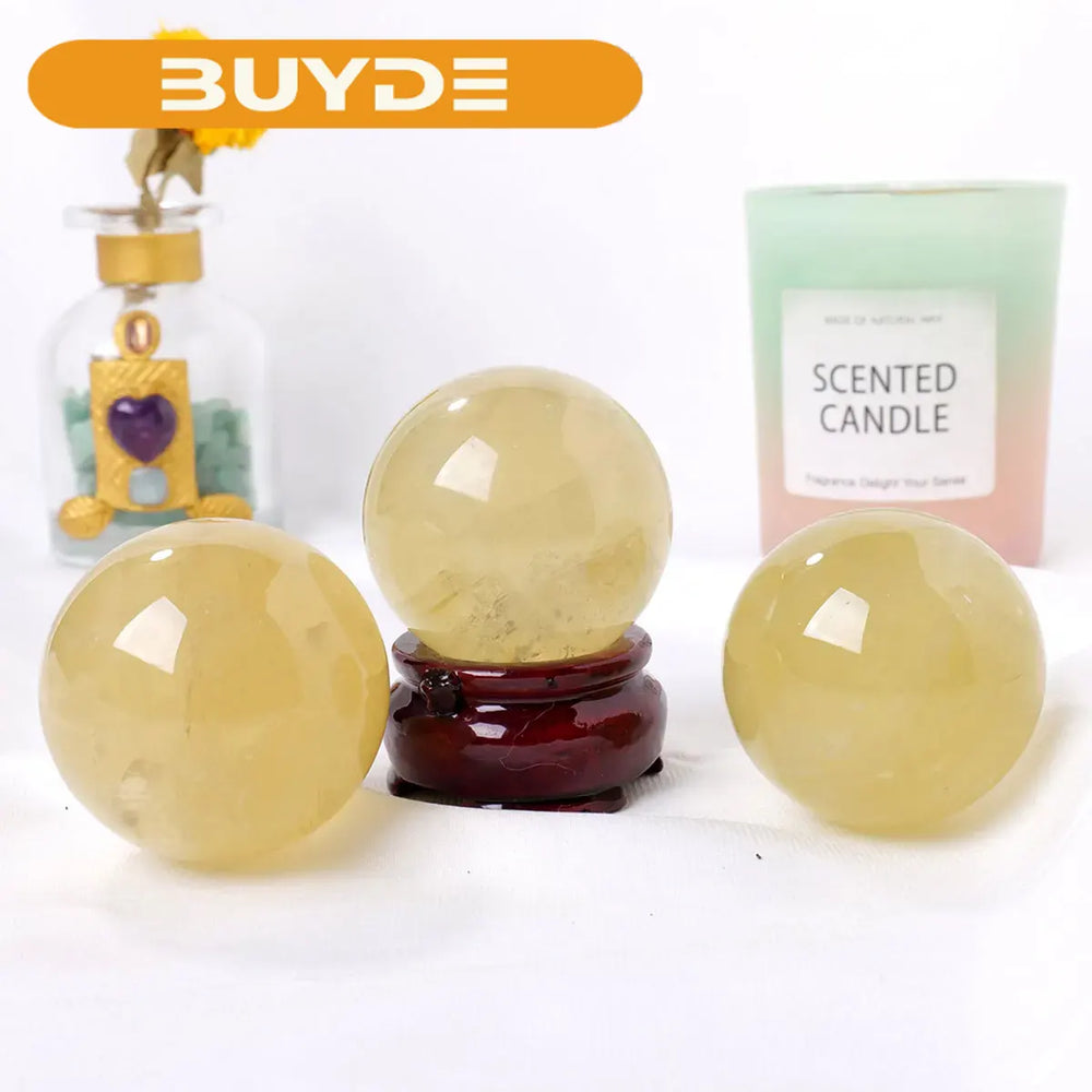 1PC Natural Citrine Rough Polished Mineral Sphere Healing Crystal Ball Decoration Gemstone Specimen