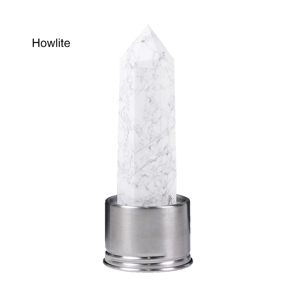 304 Natural Crystal Column Energy Healthy Water Cup Glass Water Bottle Elixir Crystal Obelisk Wand Healing Gemstone Quartz