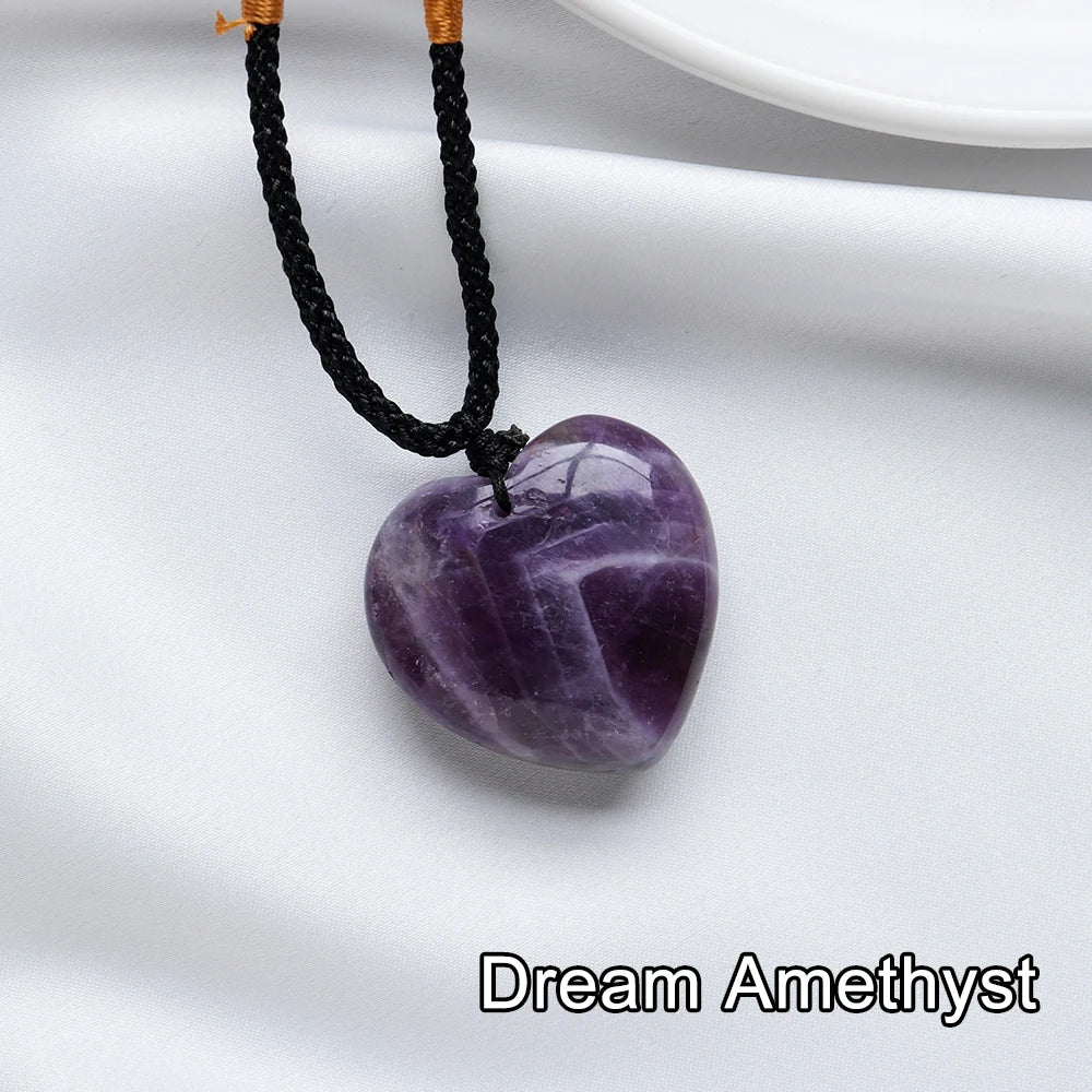 30mm Natural Crystal Love  Heart Pendant Mineral Specimens Gemstone Rocks Amethyst Collectibles Jewelry Home Decor