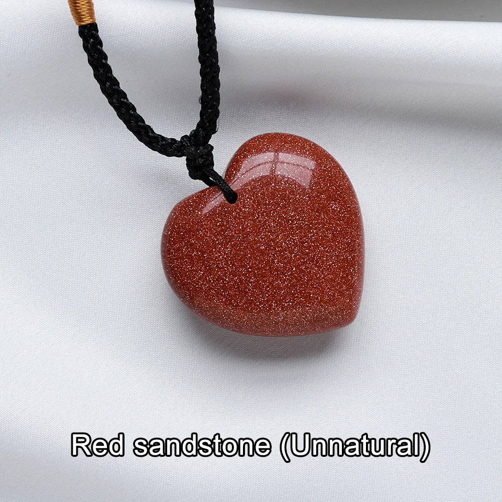 30mm Natural Crystal Love  Heart Pendant Mineral Specimens Gemstone Rocks Amethyst Collectibles Jewelry Home Decor