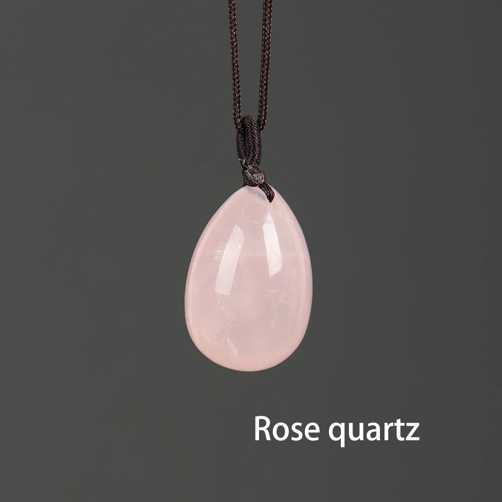 30x20mm 1PC Natural Crystal Egg Shaped Stone Amethyst Kegel Massage Pendant Rose quartz Minerale Gemstone Reiki Necklace