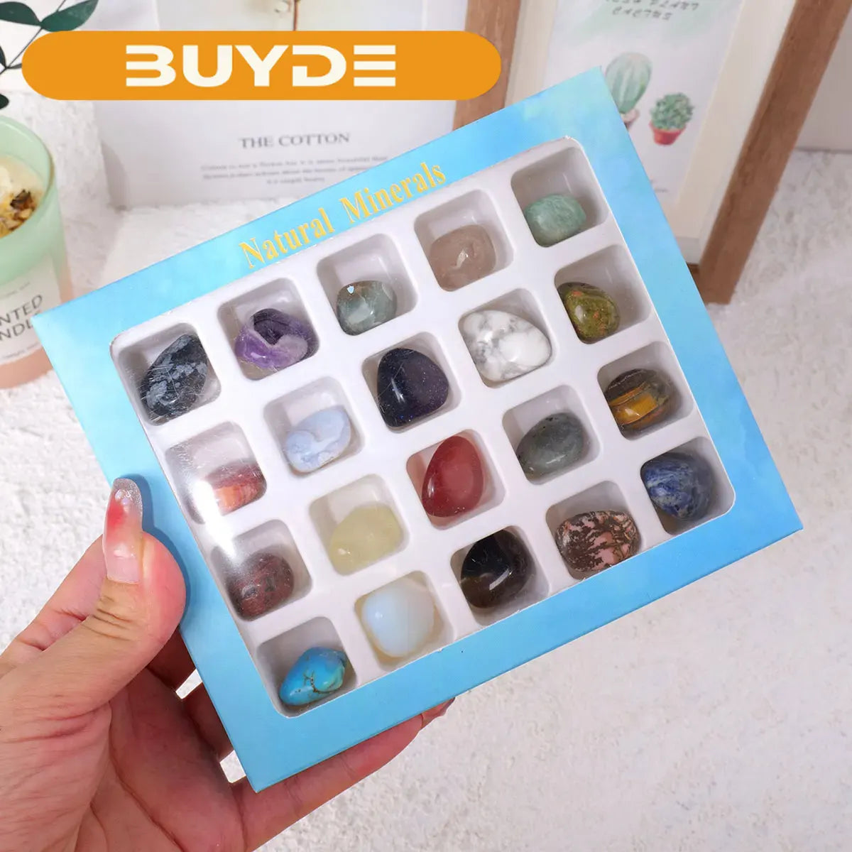 20pcs/box Mineral Rock Crystals Gift Box Gemstone Healing Energy Stone Collection Irregular Shape Natural Stone Specimen