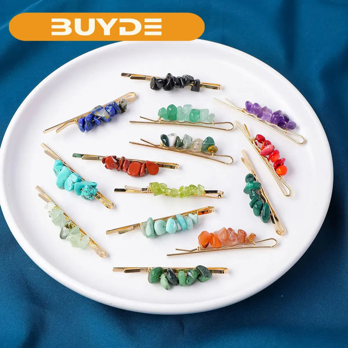 7pcs/set Natural Stone Hair Accessories DIY Handmade Crystal Health Energy Macadam Decoration Crystal Hairpin Gifts