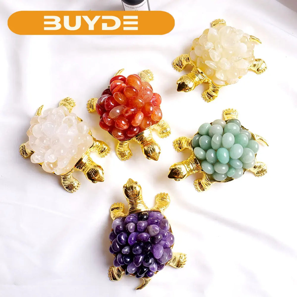 1PC Natural Crystal Animal Figurines Tortoise Turtle Crystal Rolling Stone Handmade Ornaments Garden Home Decoration Crafts