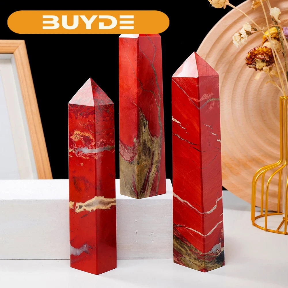 Big Wand Natural Crystal Stone Red Jasper Crystal Point Magic Tower Polishing Crystal Quartz Mine Energy Ore For Healing Decor