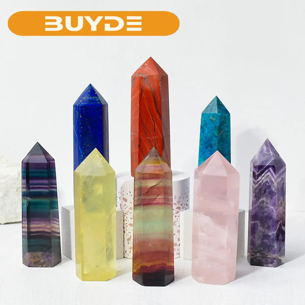 1pc 12x3.5cm Natural Crystal Point Hand Polished Magic Wand Crystal Tower For Home Furnishing Decoration