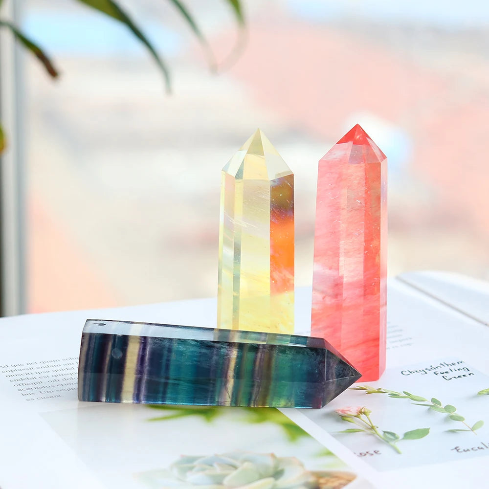 36 Color Natural crystal columns Health crystal point Obelisk Wand Amethyst Rose Quartz Ore Mineral Crafts Home Decoration 1PC