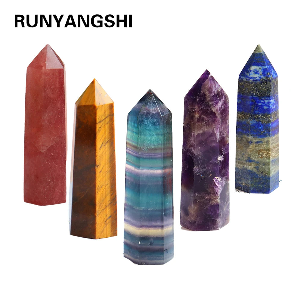 36 Color Natural crystal columns Health crystal point Obelisk Wand Amethyst Rose Quartz Ore Mineral Crafts Home Decoration 1PC