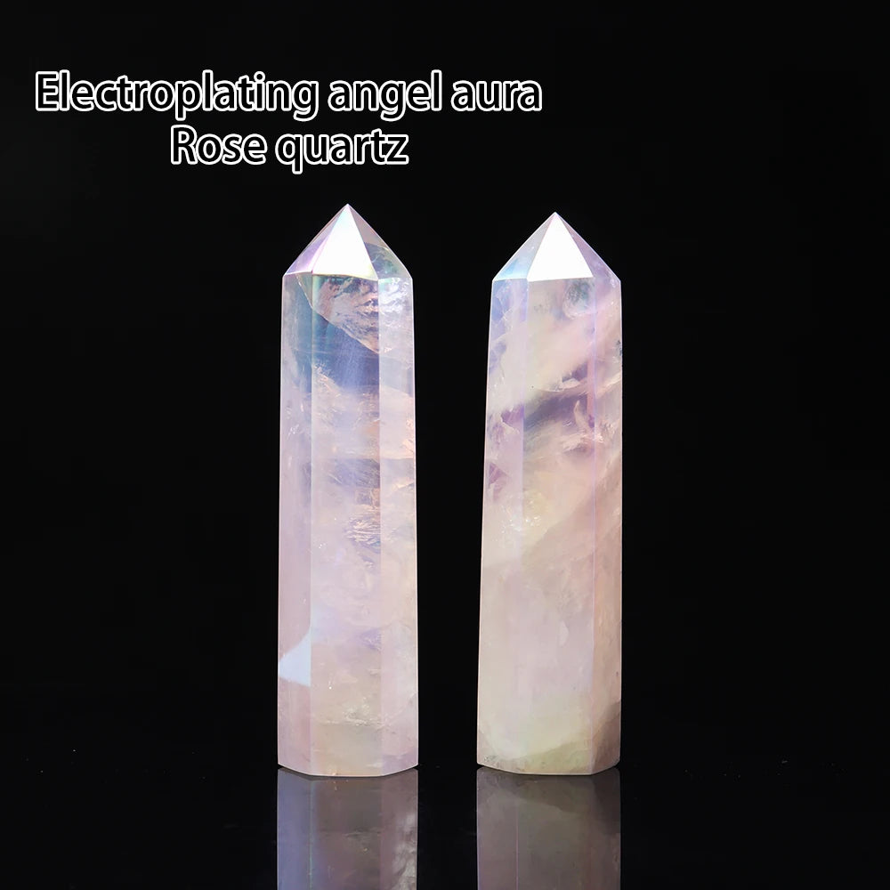 36 colours Crystal Hexagonal Prism Natural Rose Quartz Wand Energy Amethyst Tower Home Furnishing Decoration