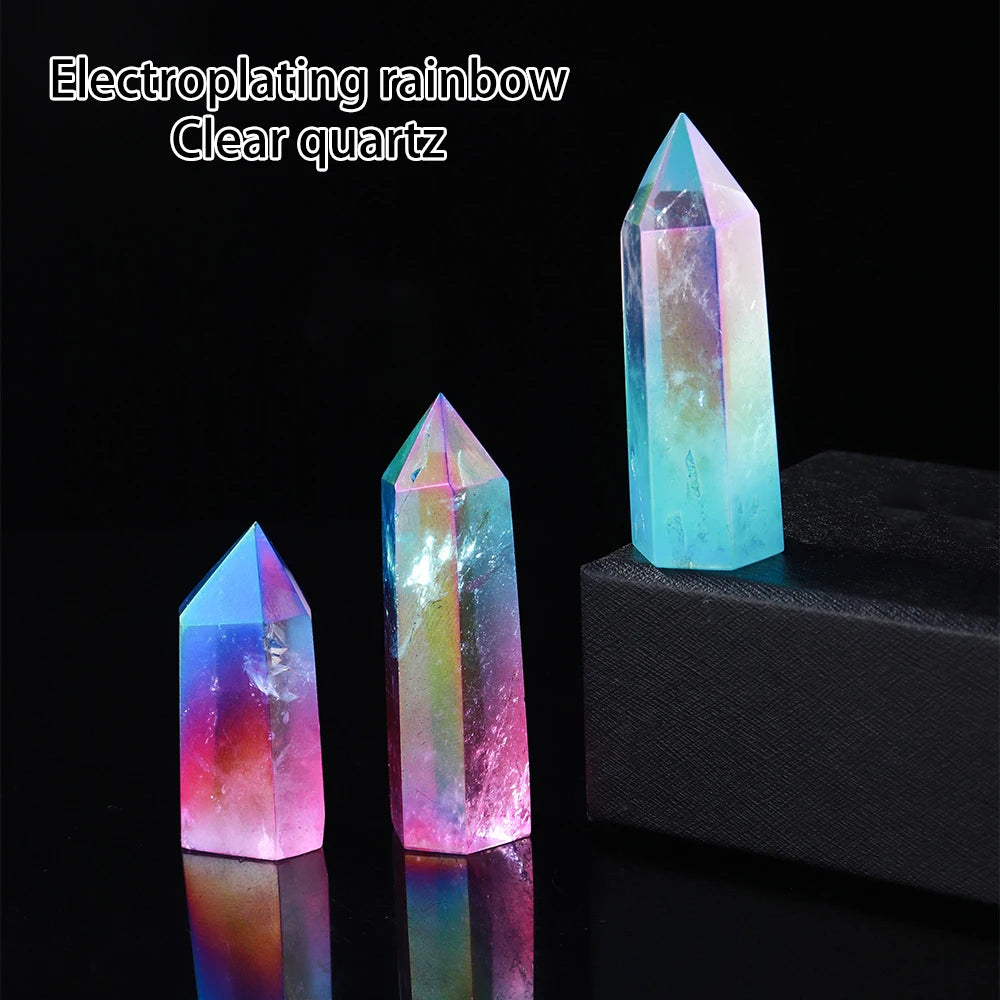 36 colours Crystal Hexagonal Prism Natural Rose Quartz Wand Energy Amethyst Tower Home Furnishing Decoration