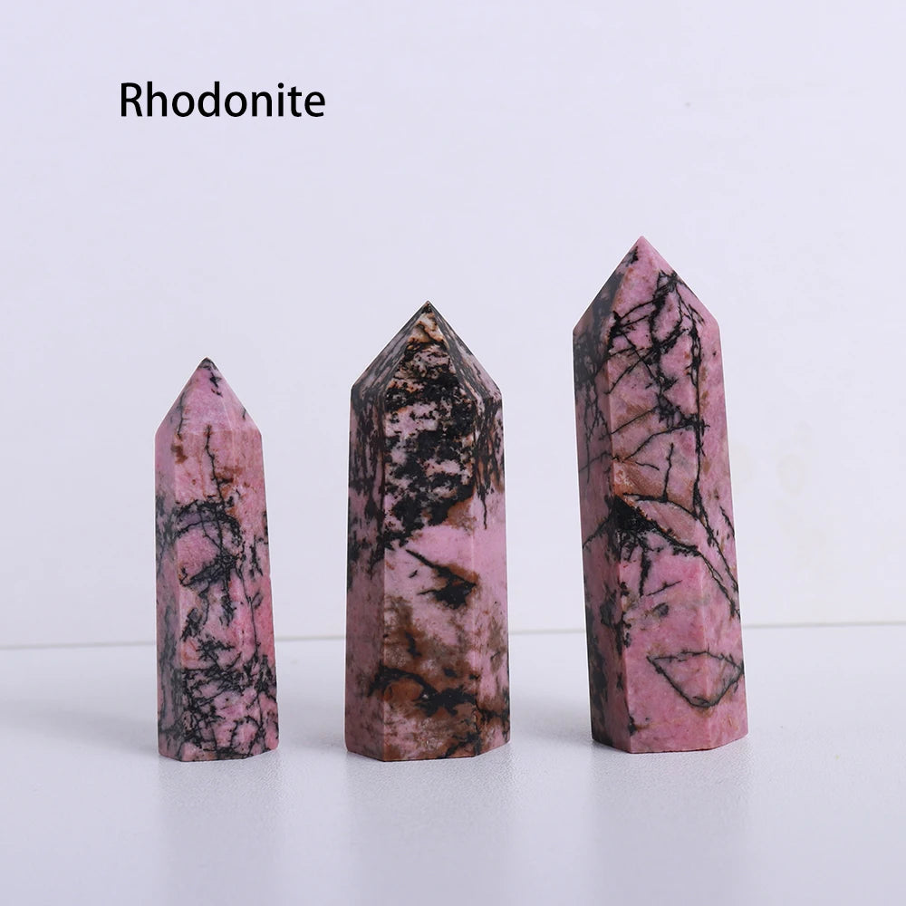 36 colours Crystal Hexagonal Prism Natural Rose Quartz Wand Energy Amethyst Tower Home Furnishing Decoration