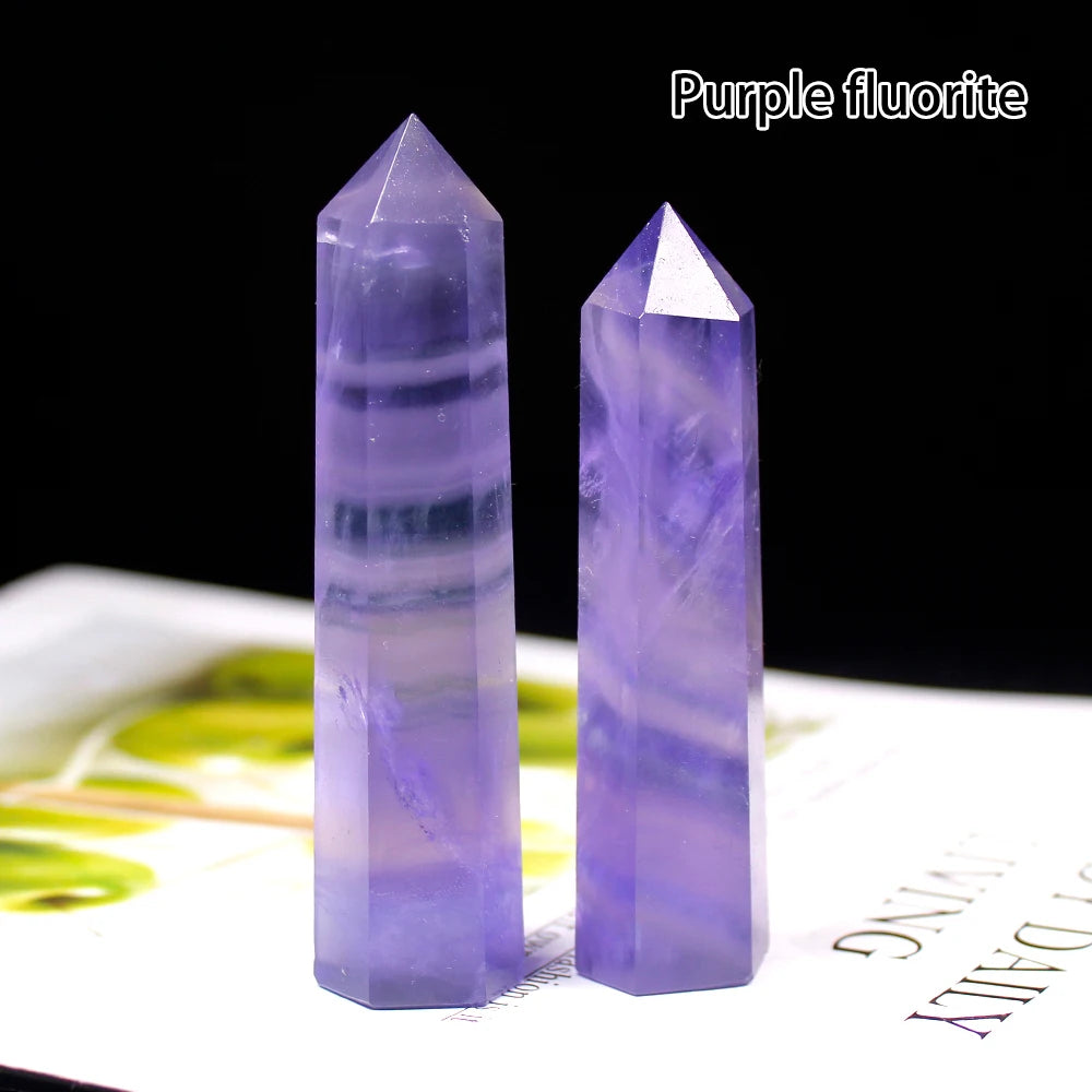 36 colours Crystal Hexagonal Prism Natural Rose Quartz Wand Energy Amethyst Tower Home Furnishing Decoration