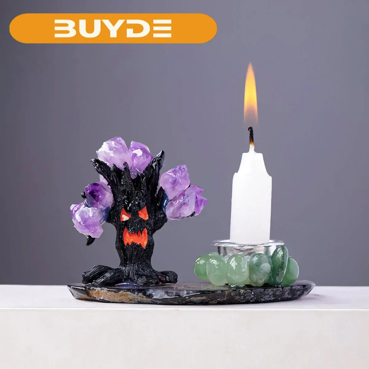 1PC Natural Crystal Amethyst Candlestick Agate Cave Aromatherapy Halloween Candle Home Decoration