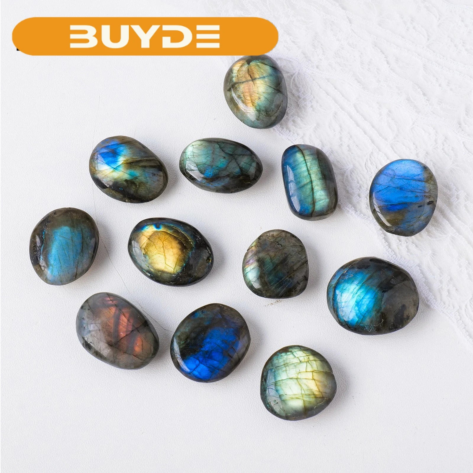 1PC Natural Crystal Raw Stone Labradorite Blue Moonlight Stone Palm Stone Ore Specimen Garden Fish Tank Decorative Stone