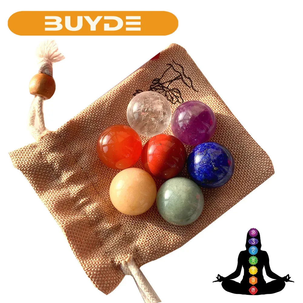 7pcs Natural Crystal Ball Seven Chakela Quartz Balance Energy Gem Decorative Yoga Ornaments Eliminate Negative