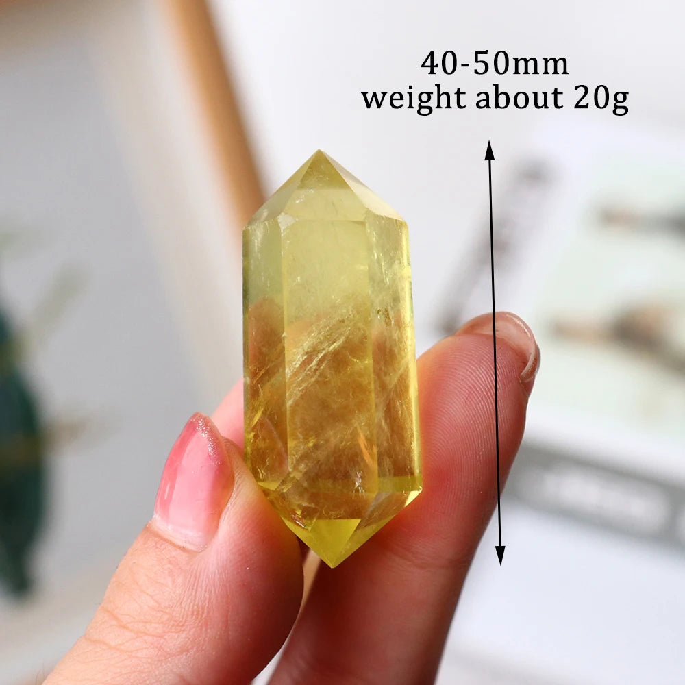 4-5cm 1PC Natural Crystal Energy Raw Stone Brazil Lemon Yellow Citrine Crystal Double Point Tower