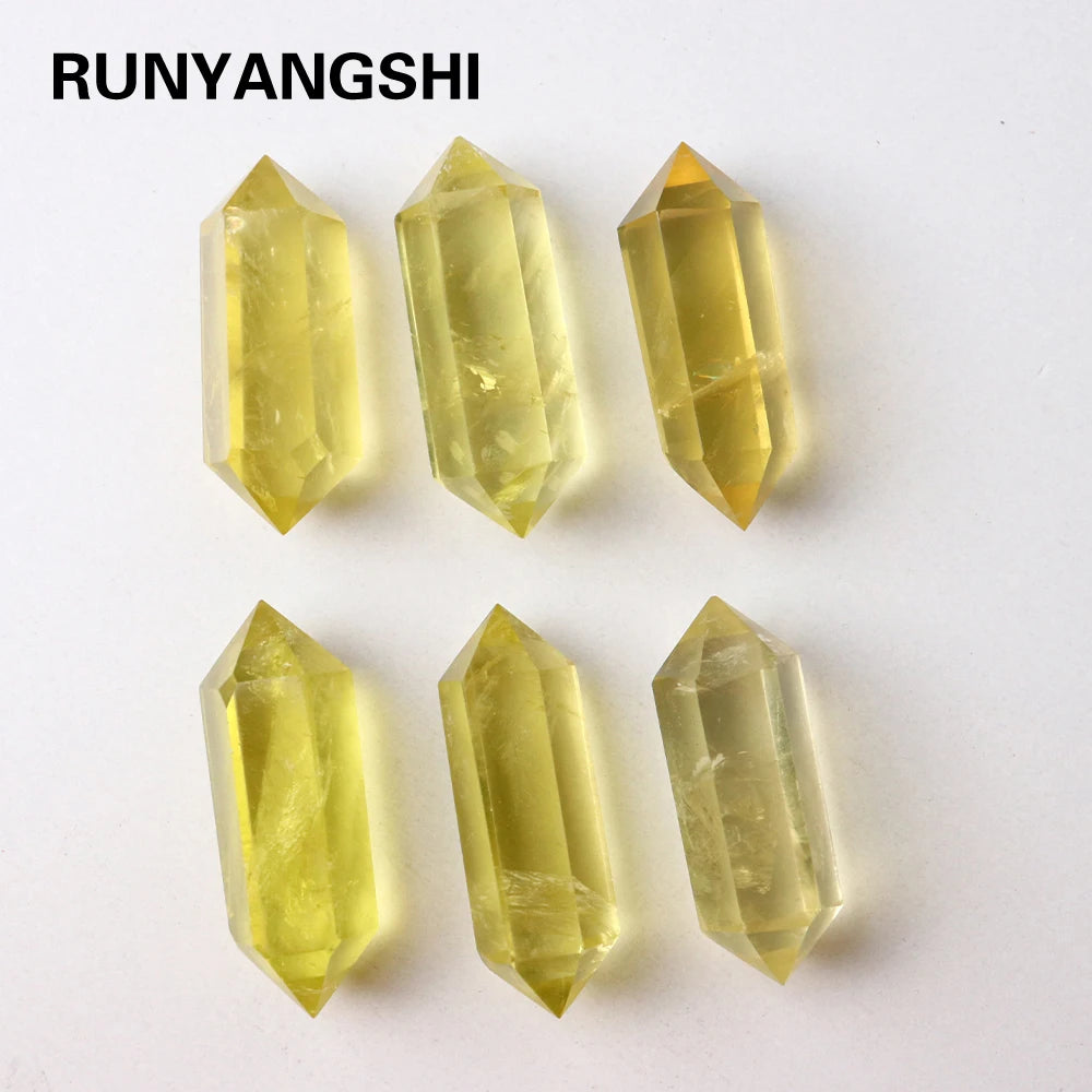 4-5cm 1PC Natural Crystal Energy Raw Stone Brazil Lemon Yellow Citrine Crystal Double Point Tower