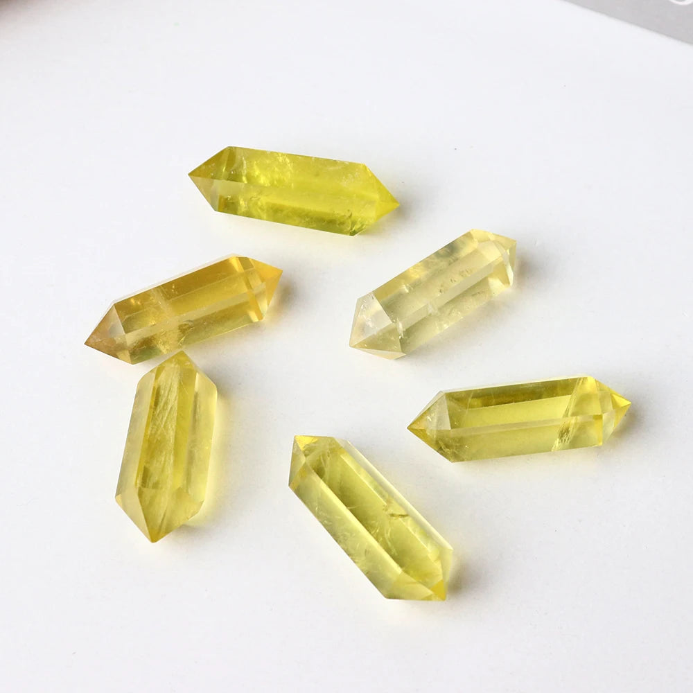 4-5cm 1PC Natural Crystal Energy Raw Stone Brazil Lemon Yellow Citrine Crystal Double Point Tower