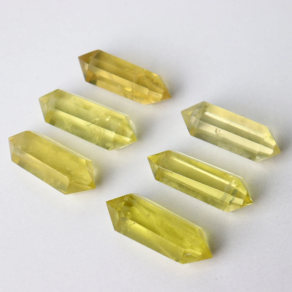 4-5cm 1PC Natural Crystal Energy Raw Stone Brazil Lemon Yellow Citrine Crystal Double Point Tower