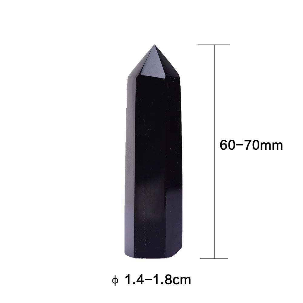 4-7cm 1PC Natural black Crystal Point Hexagonal obsidian crystal Column Mineral Ornament Magic Repair Home Decoration