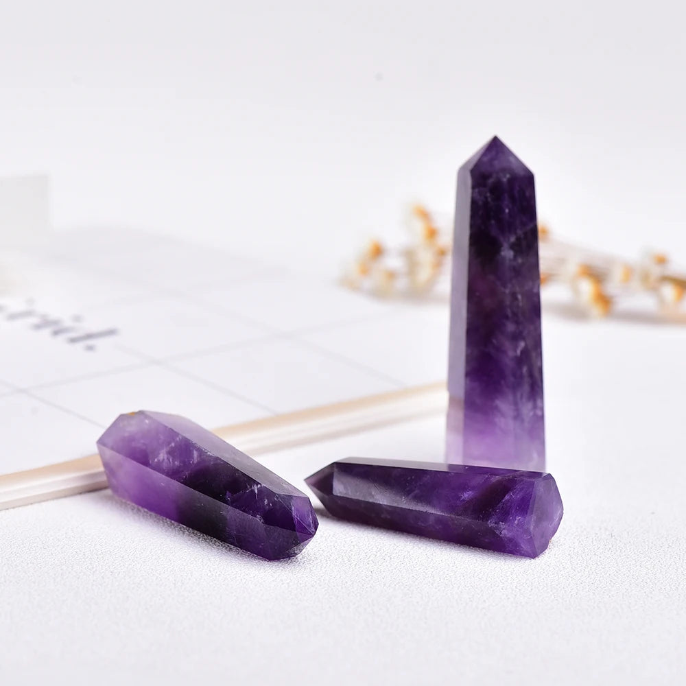 4-7cm 1pc 100% Natural Uruguay deep purple amethyst Crystal Quartz Point  Terminated Wand Healing Gemstone Ornaments Crafts