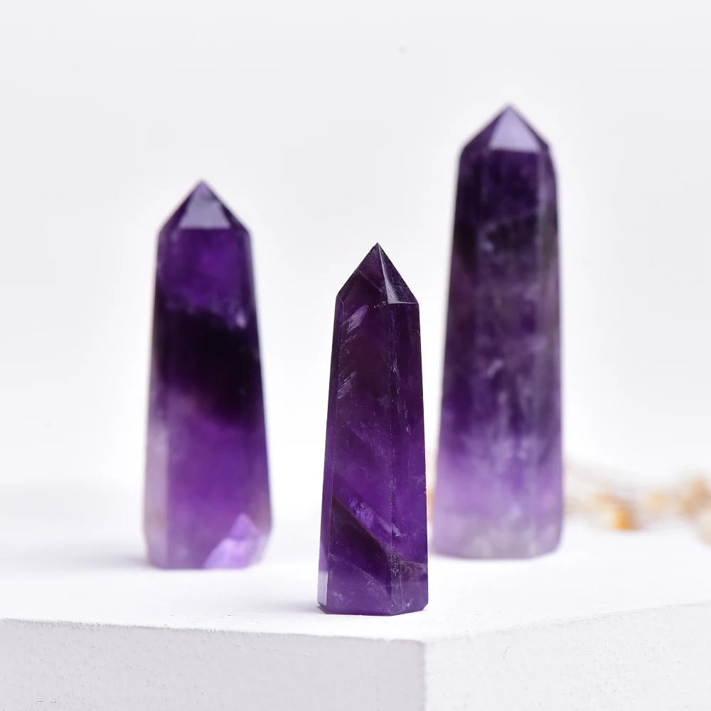 4-7cm 1pc 100% Natural Uruguay deep purple amethyst Crystal Quartz Point  Terminated Wand Healing Gemstone Ornaments Crafts