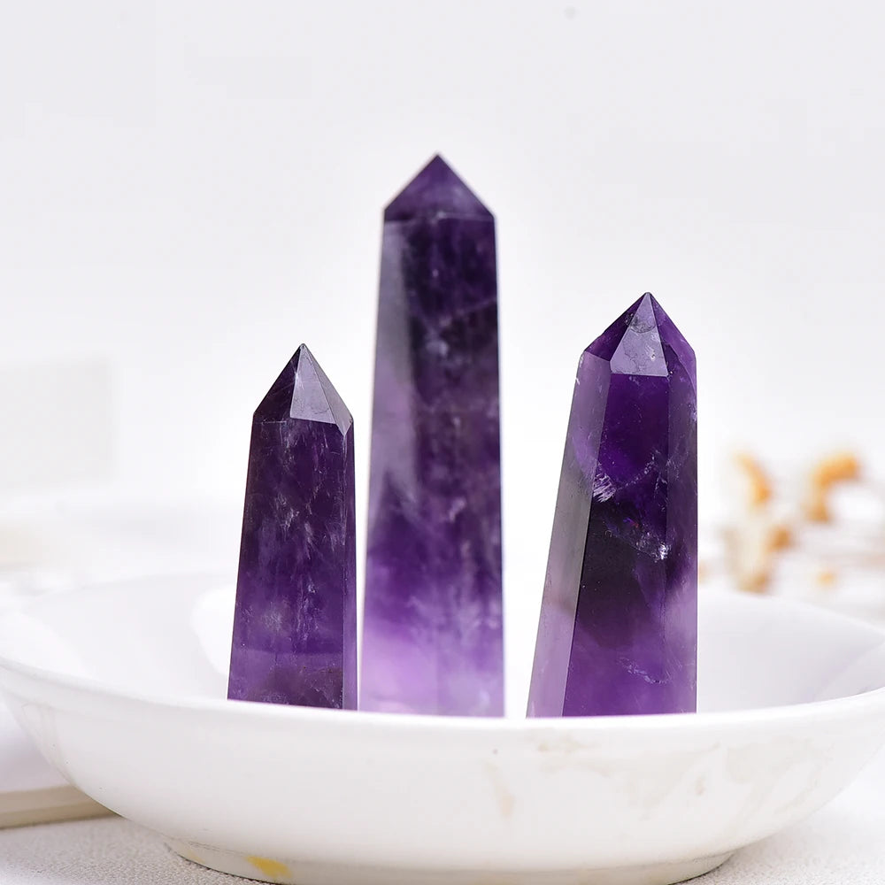 4-7cm 1pc 100% Natural Uruguay deep purple amethyst Crystal Quartz Point  Terminated Wand Healing Gemstone Ornaments Crafts