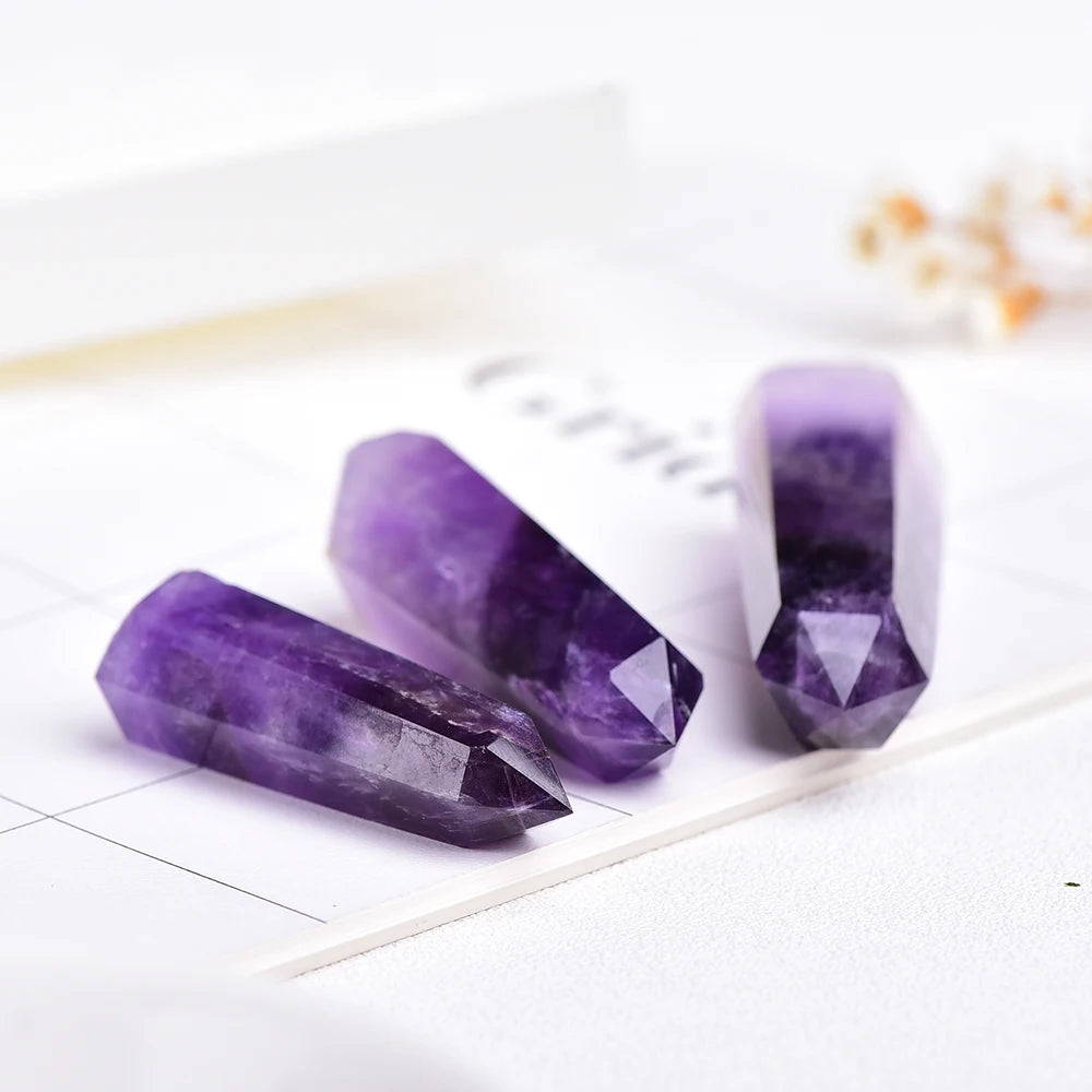 4-7cm 1pc 100% Natural Uruguay deep purple amethyst Crystal Quartz Point  Terminated Wand Healing Gemstone Ornaments Crafts