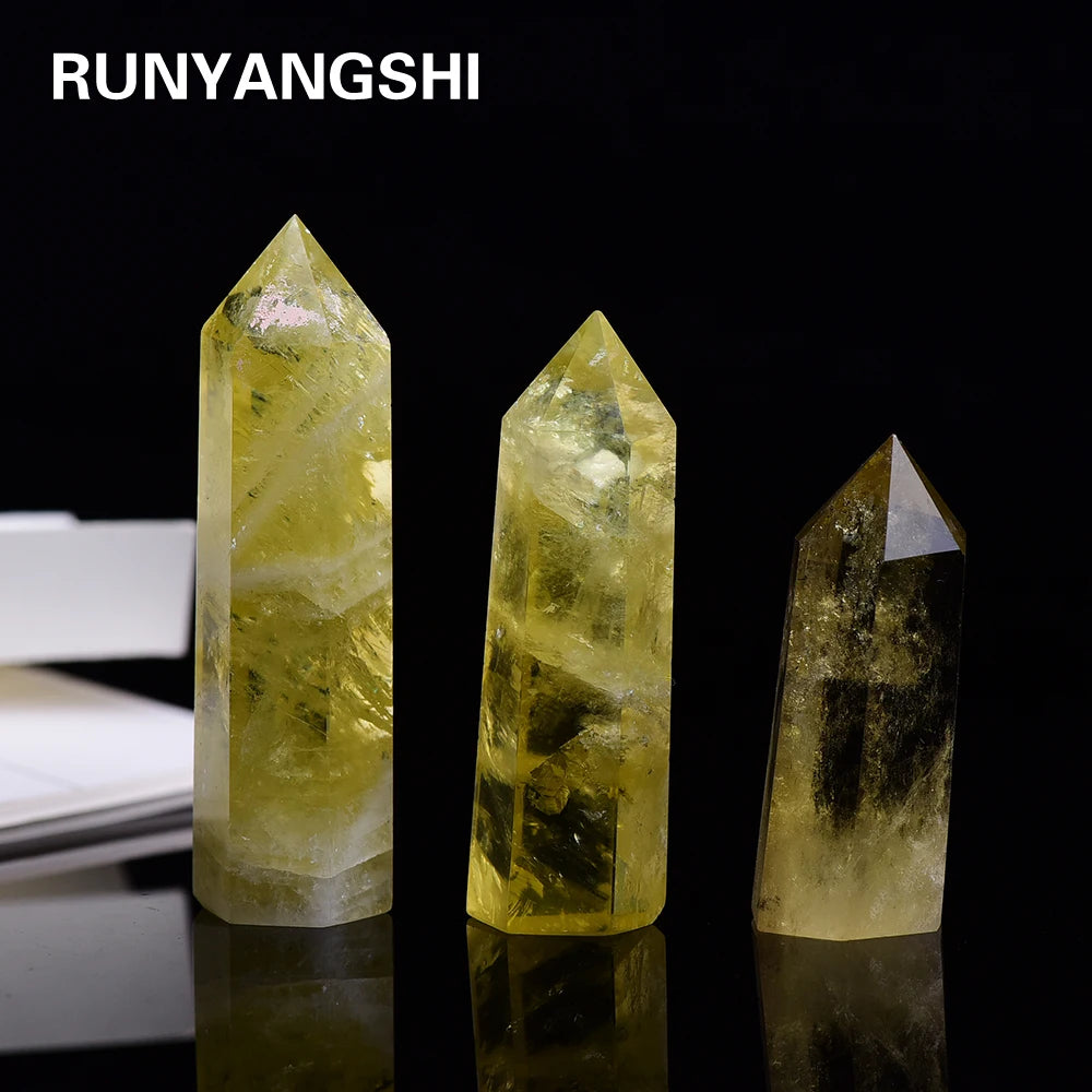 4-7cm 1pc Natural Crystal Point Citrine Healing Obelisk Yellow Quartz Wand Beautiful Ornament for Home Decor Energy Stone