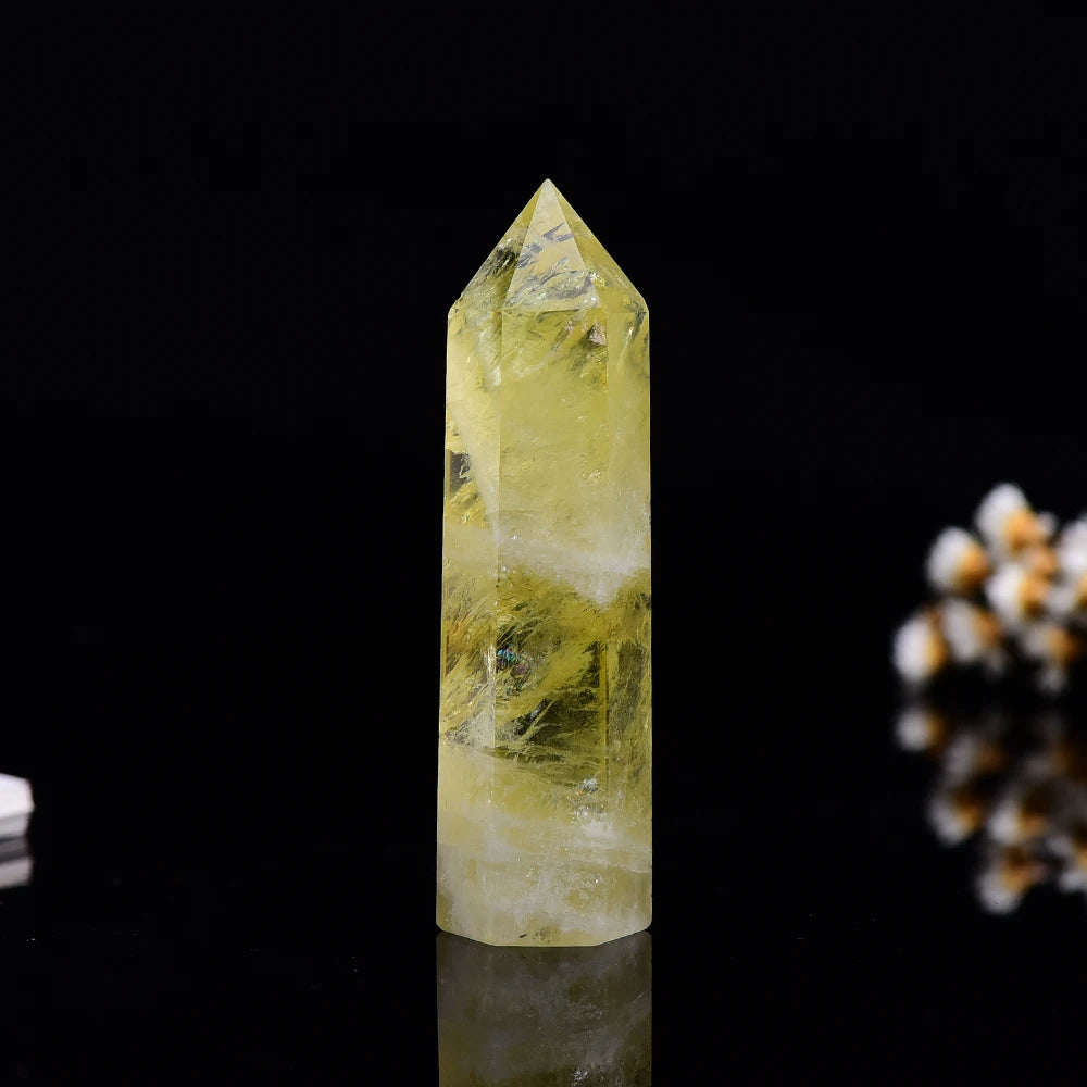 4-7cm 1pc Natural Crystal Point Citrine Healing Obelisk Yellow Quartz Wand Beautiful Ornament for Home Decor Energy Stone